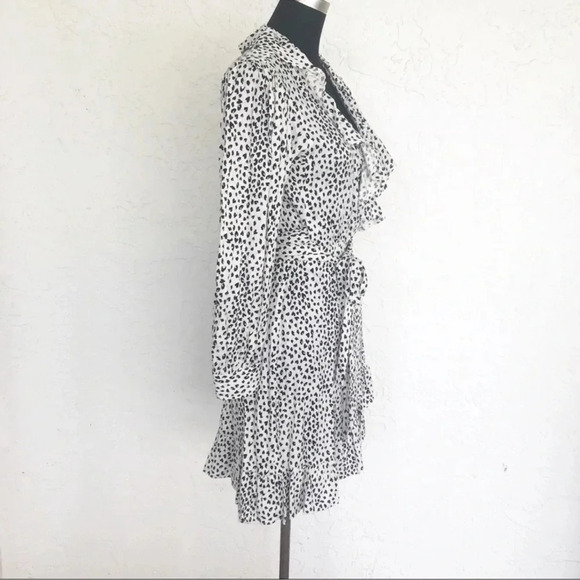 Maje Rosana wrap dress black white leopard print long sleeve excellent Size S - Picture 4 of 12